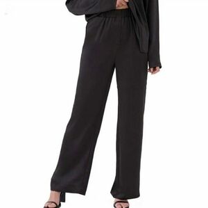 NWT 4th & Reckless large wide leg satin pants trousers black